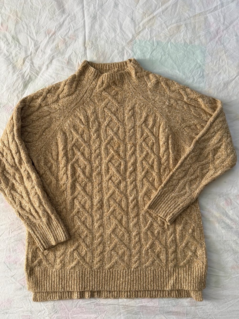 MICHAEL Michael Kors Tan Cable Knit Mock Neck Sweater
